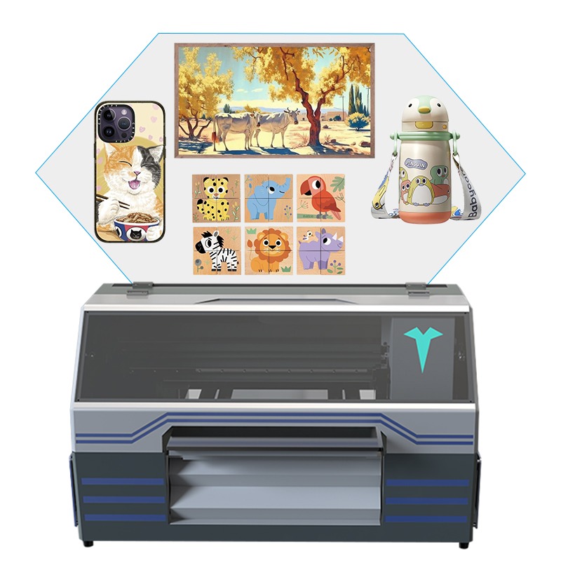 A2 Size 5060UV Flatbed Printer 3D Textured Raised Embossed Printing Machine Dual Print Heads For Phone Case Photo Inkjet Printer