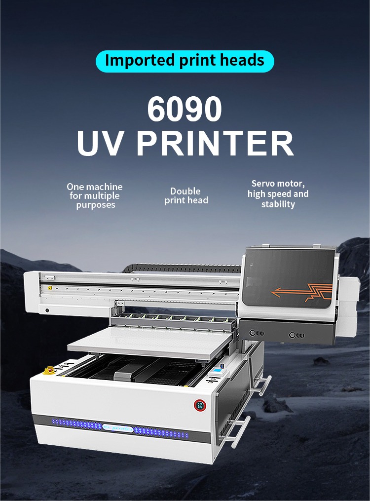 Hot sale 6090 UV printer plate acrylic metal glass wood wallpaper poster oil painting with color automatic printing machine|uv printer manufacturer |
