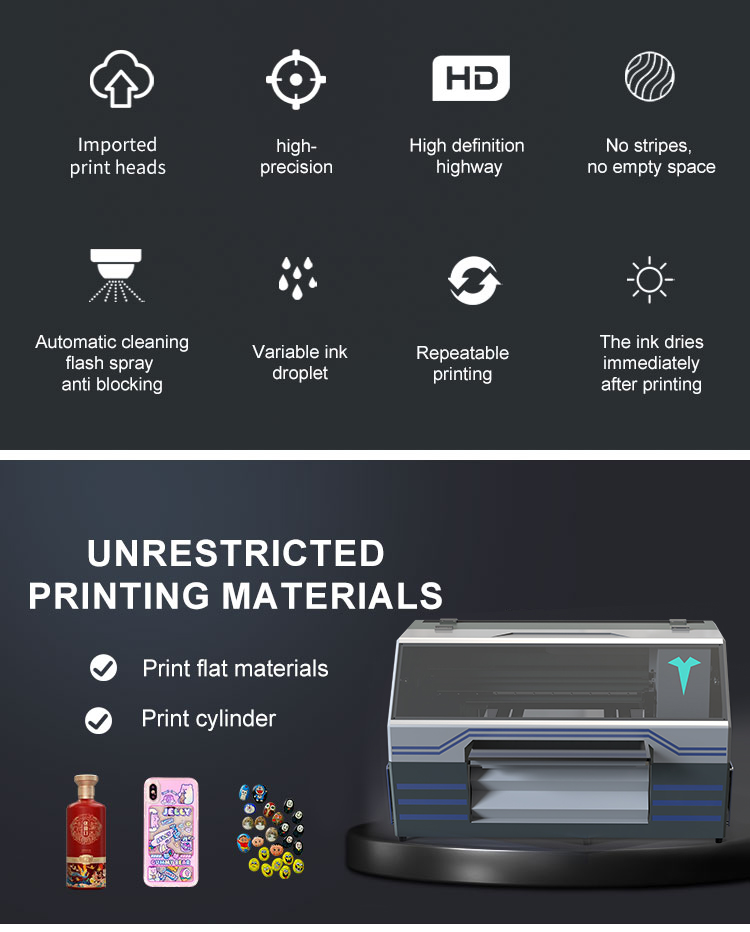 A2 Size 5060UV Flatbed Printer 3D Textured Raised Embossed Printing Machine Dual Print Heads For Phone Case Photo Inkjet Printer|uv printer manufacturer |